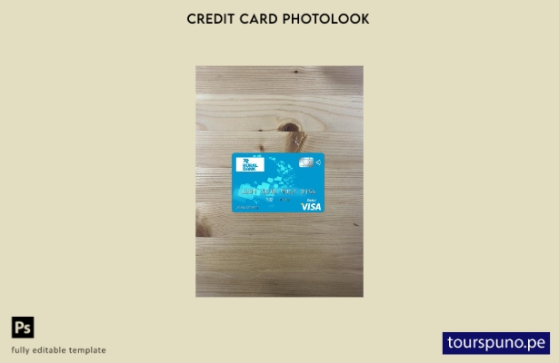 listo para imprimir plantilla frontal de aspecto fotográfico de tarjeta visa  17